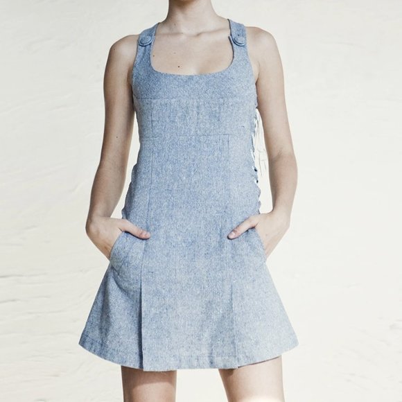 RARE Blue and Cream Tweed Minidress - Picture 1 of 12